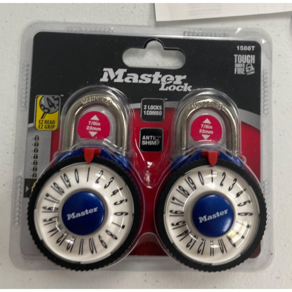 Master Lock Blue  Combination Padlock- Double Pack -NEW